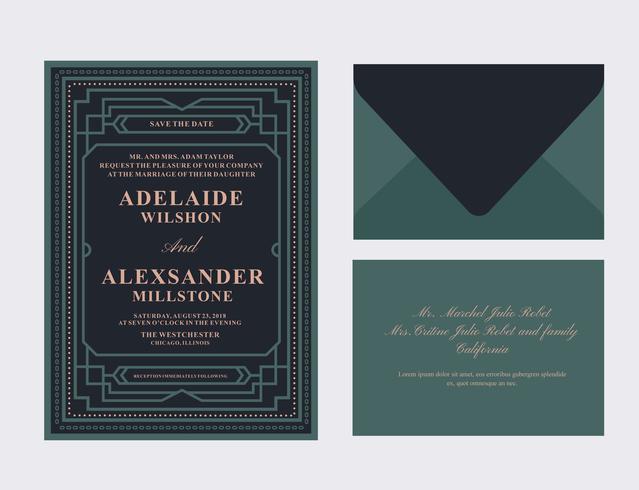 Art Deco Wedding Card vector