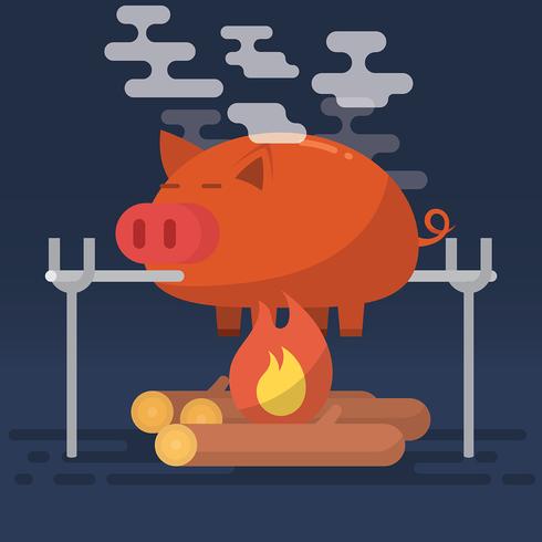 Ilustración de cerdo asado vector