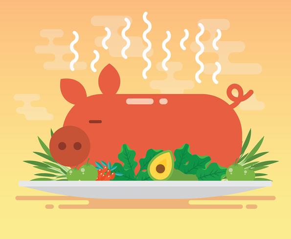 Ilustración de cerdo asado vector