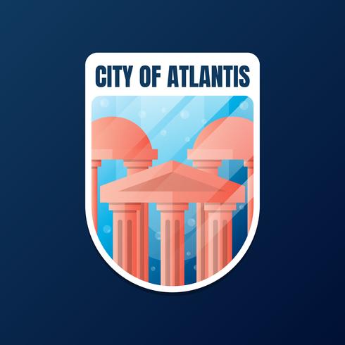 El diseño de la pegatina Ciudad Perdida de Atlantis vector