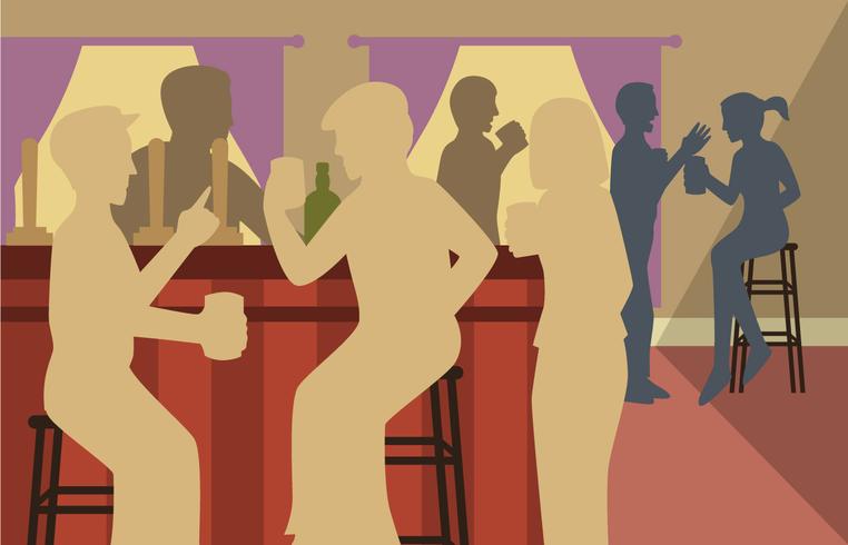 Crowded Bar Silhouette Clip Art vector