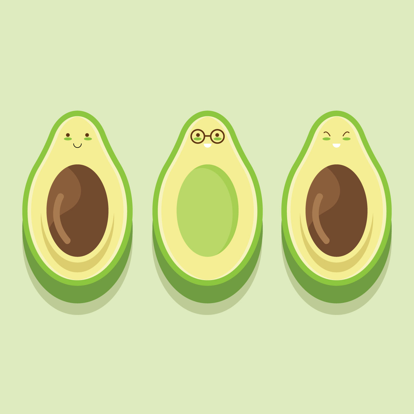 Download Cute Avocado Character Vector for free.