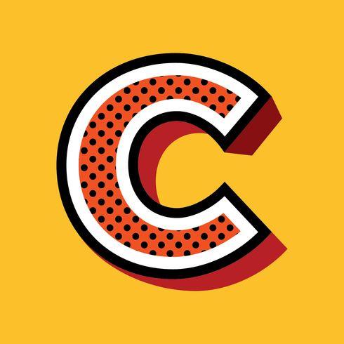 Letter C Pop Art Style vector