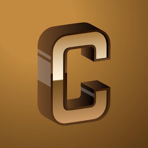 Letter C Typography 3D Vector