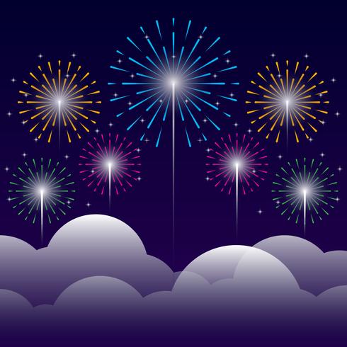 Firework On Night Background Illustration vector