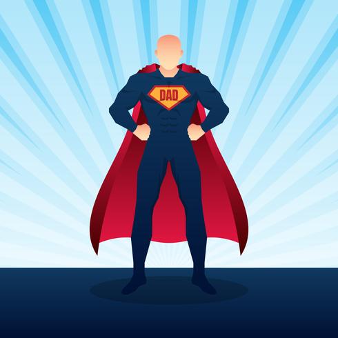 Happy Fathers Day Superdad With Burst Background Illustration vector