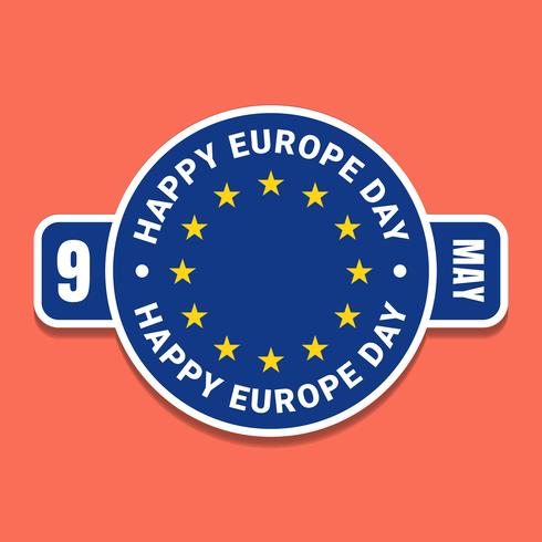 9 de mayo Etiqueta azul del día de Europa con la bandera vector