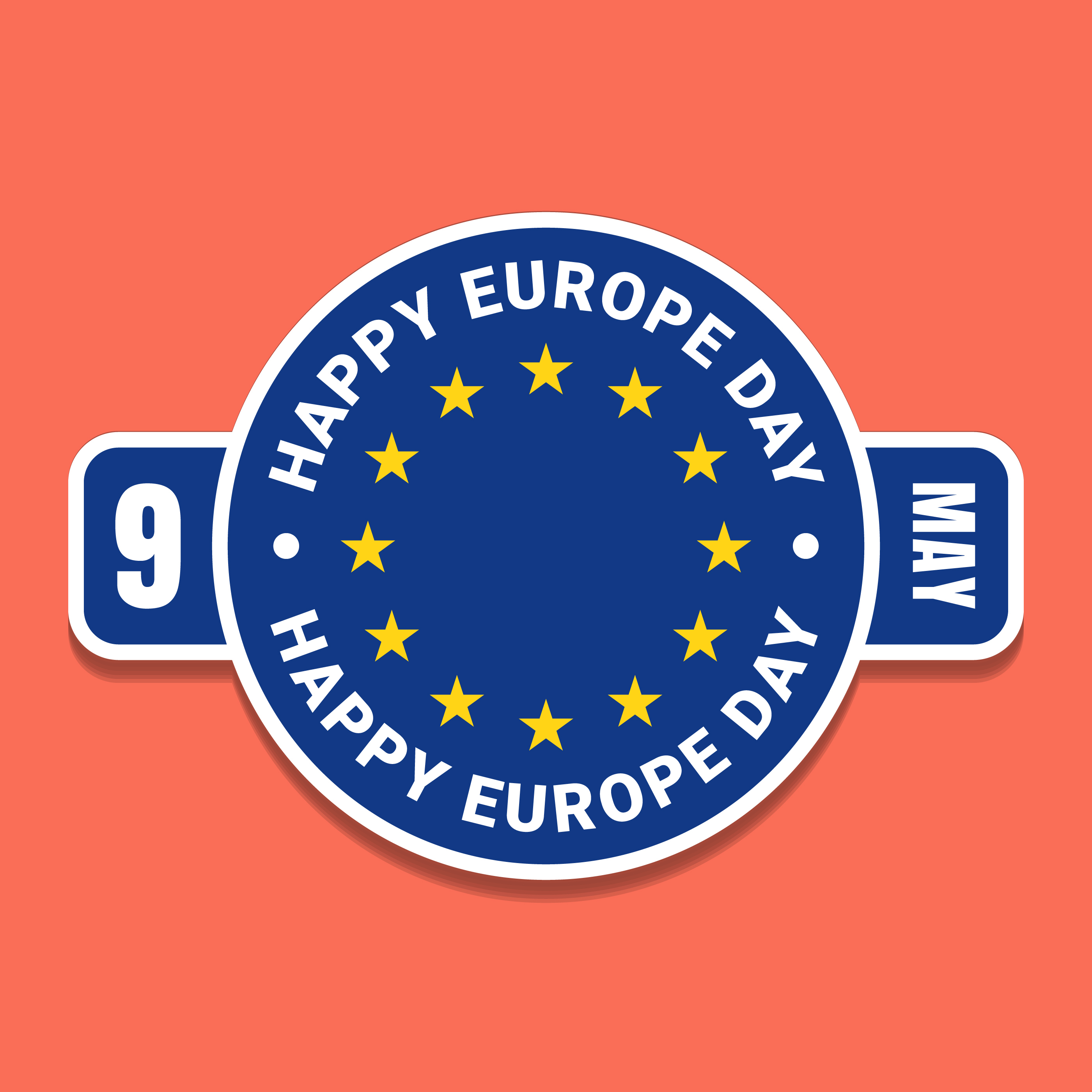 9 May Europe Day Blue Label With Flag 206818 Vector Art at Vecteezy