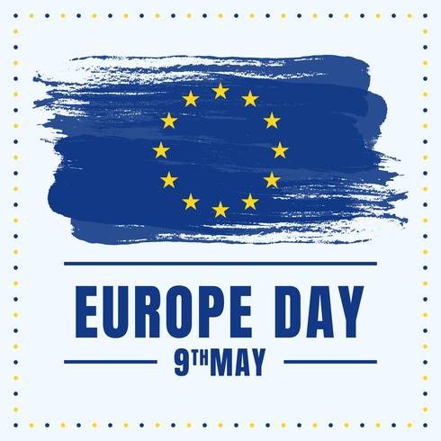 Estrellas de celebración de día de Europa en azul Ilustración de fondo pintado vector