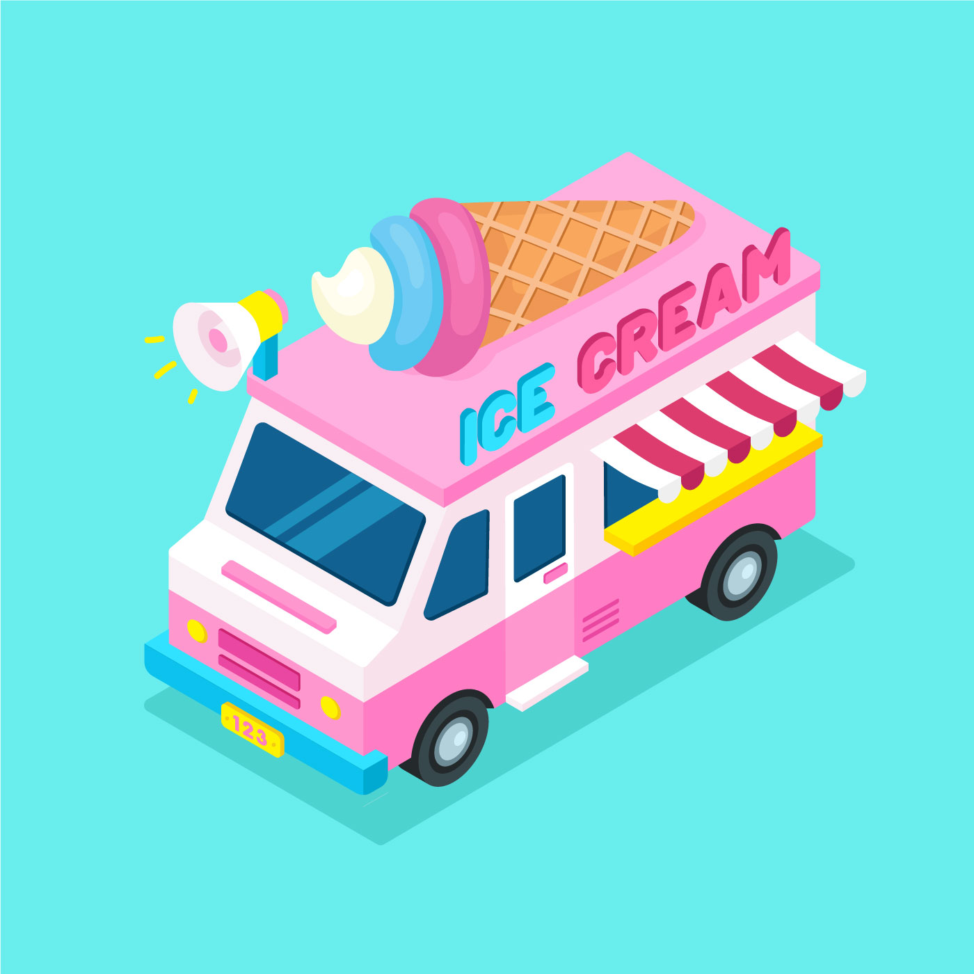 Isometric Food Truck Ice Cream 207526 Vector Art at Vecteezy