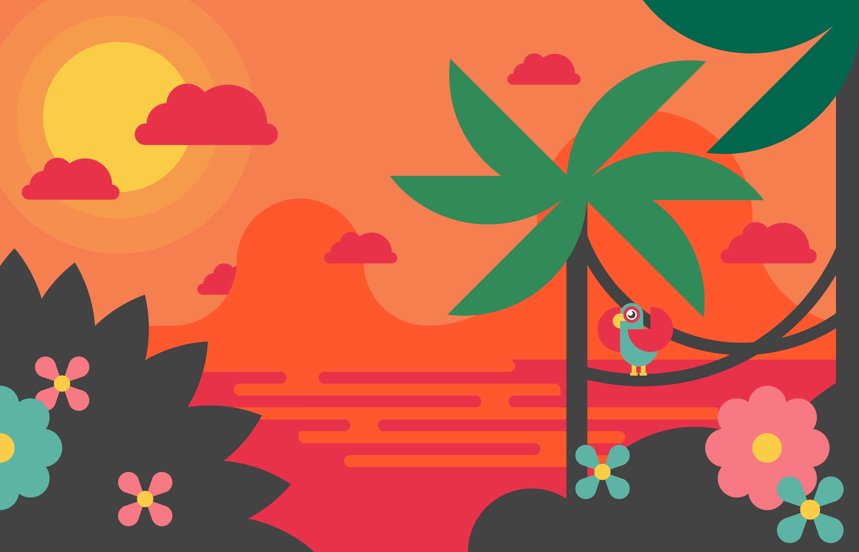 Tropical Landscape Flat Illustration  Vector  207585 Vector  