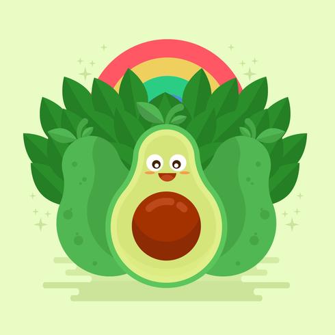 Avocado Kawai Vector Illustration