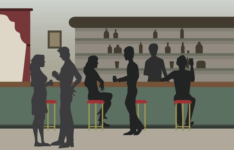 Vintage Crowded Bar illustration vector