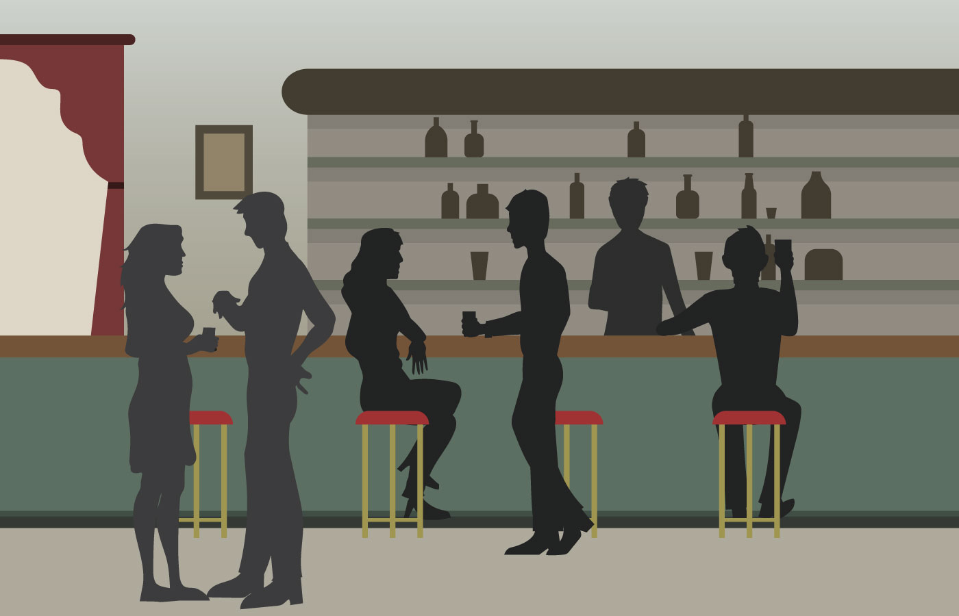 Vintage Crowded Bar illustration 207611 Vector Art at Vecteezy
