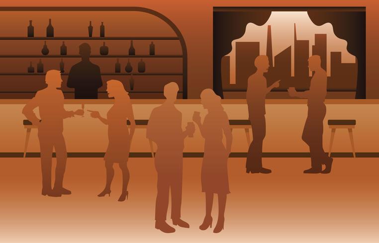 Luxury Crowded Bar Illustration vector