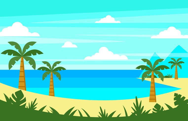 Tropical Beach Landscape Vector - Download Free Vector Art, Stock Graphics & Images