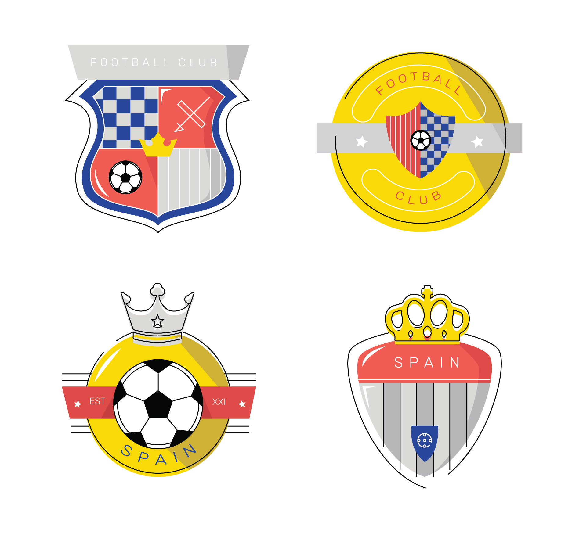 Vintage Spainish Soccer Patch Logo Flat Vector Illustration 207622