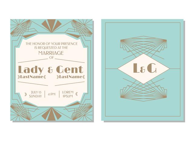 Art Deco Wedding Invitation Vector 