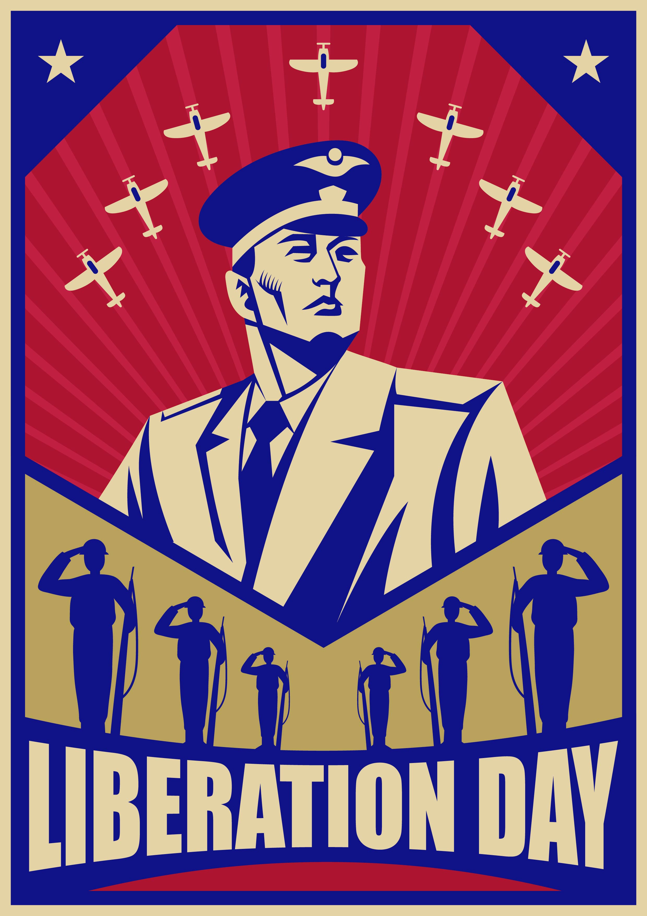 Liberation Day Vintage Poster 207665 Vector Art at Vecteezy