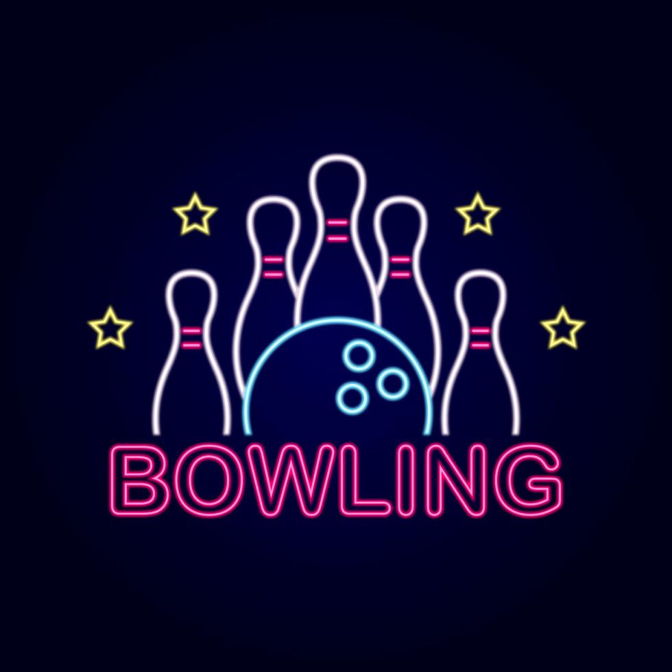 Neon Bowling Sign 207668 Vector Art at Vecteezy