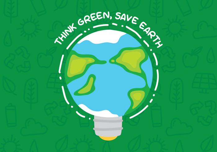 Think Green Poster With Earth Bulb vector