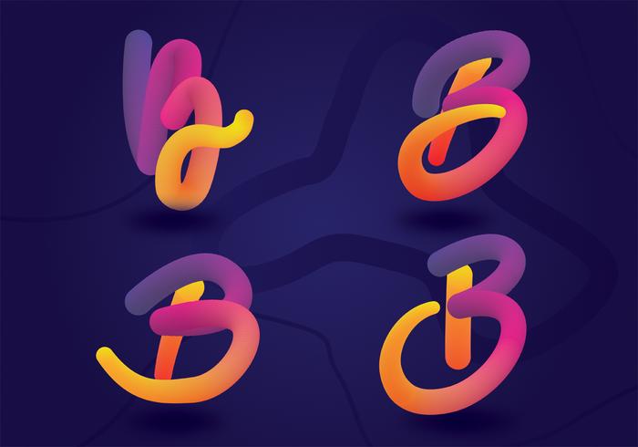 Paquete de vectores de tipografía 3d letter b