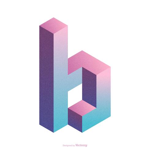 Isometric Letter B Typography Vector Design