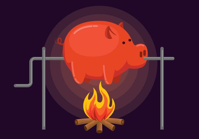 Ilustración de cerdo asado vector