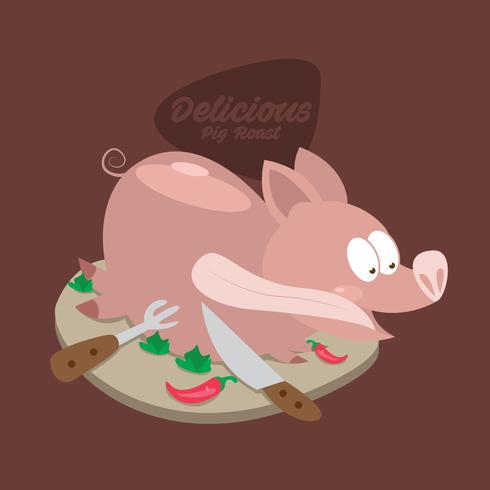 Delicious Cute Pig Roast Vector