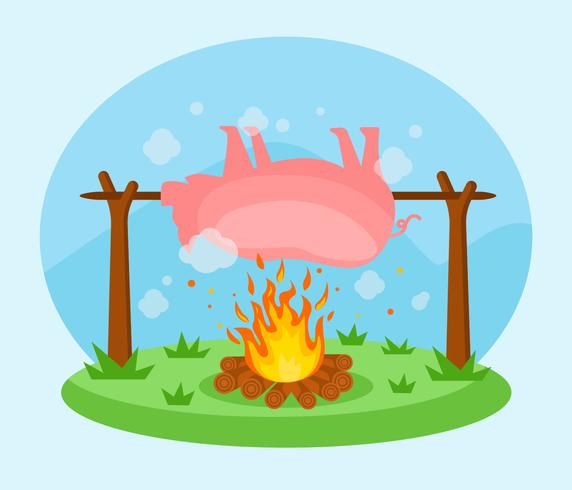 Vector de cerdo asado