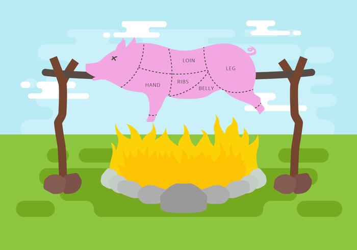 Pig Roast Vector Illustration