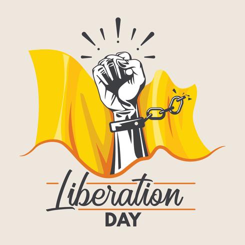 Hands with Broken Chain for Liberation Day Concept vector