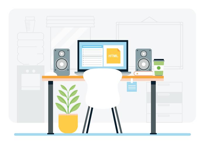 Vector Designer Work Station Illustration