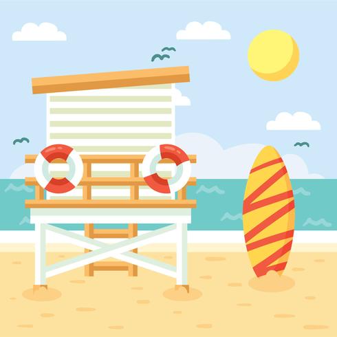 Flat Lifeguard Tower Vector