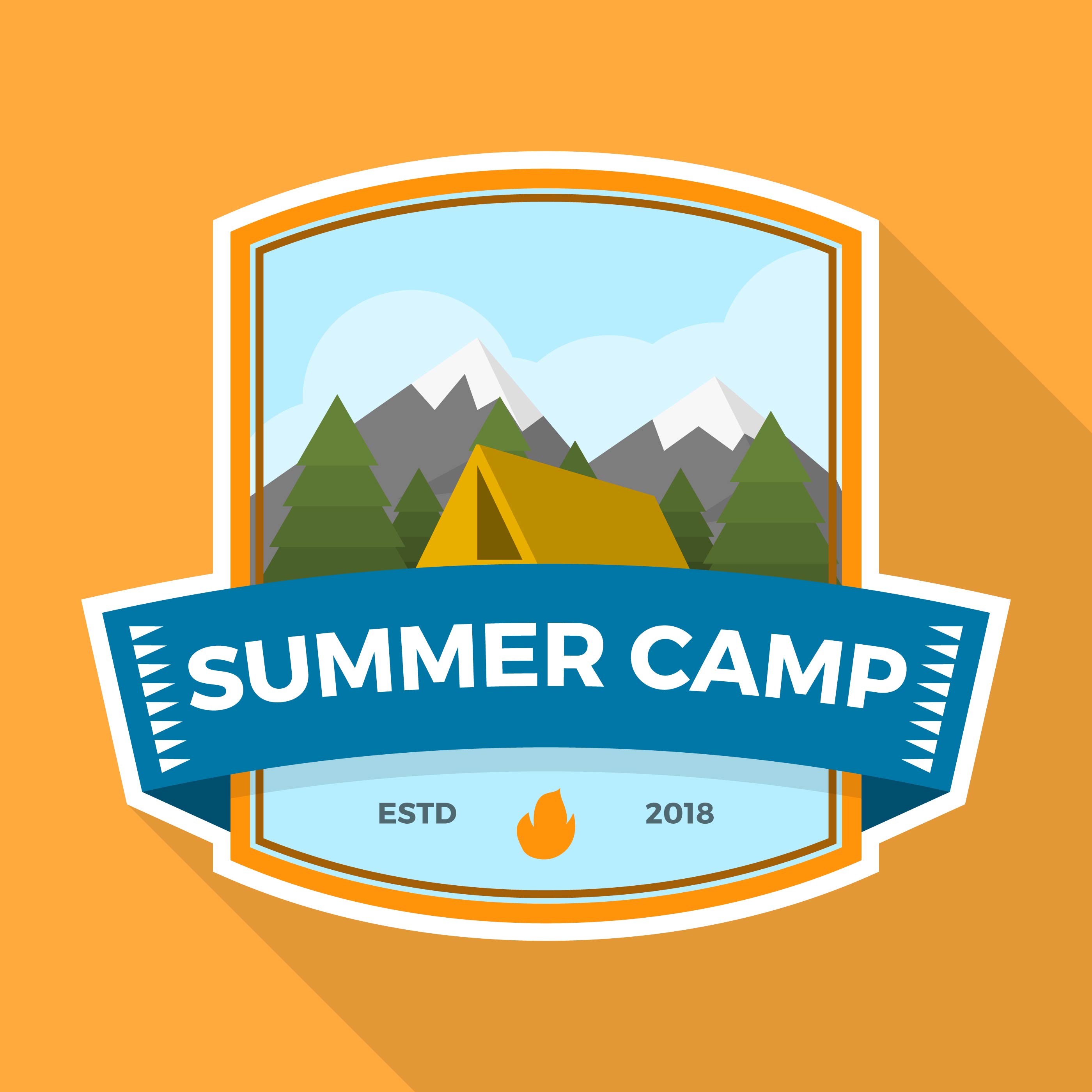 Download Flat Summer Camp Patch With Landscape Vector Illustration - Download Free Vectors, Clipart ...
