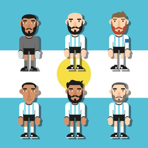 Argentina Soccer Players Flat Vector