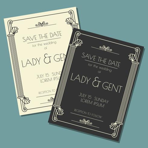 Romantic Art Deco Save The Date Card vector