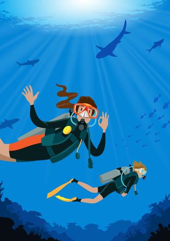 Female Scuba Diving vector