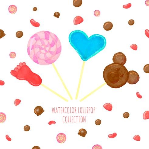 Lollipop Collection With Candies Around vector