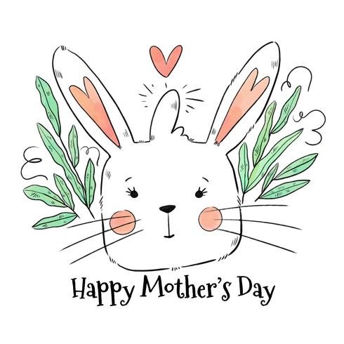 Cute Mom Bunny To Mother's Day vector