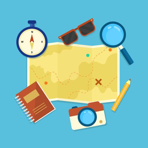 Road Map and Traveling Vector Illustration