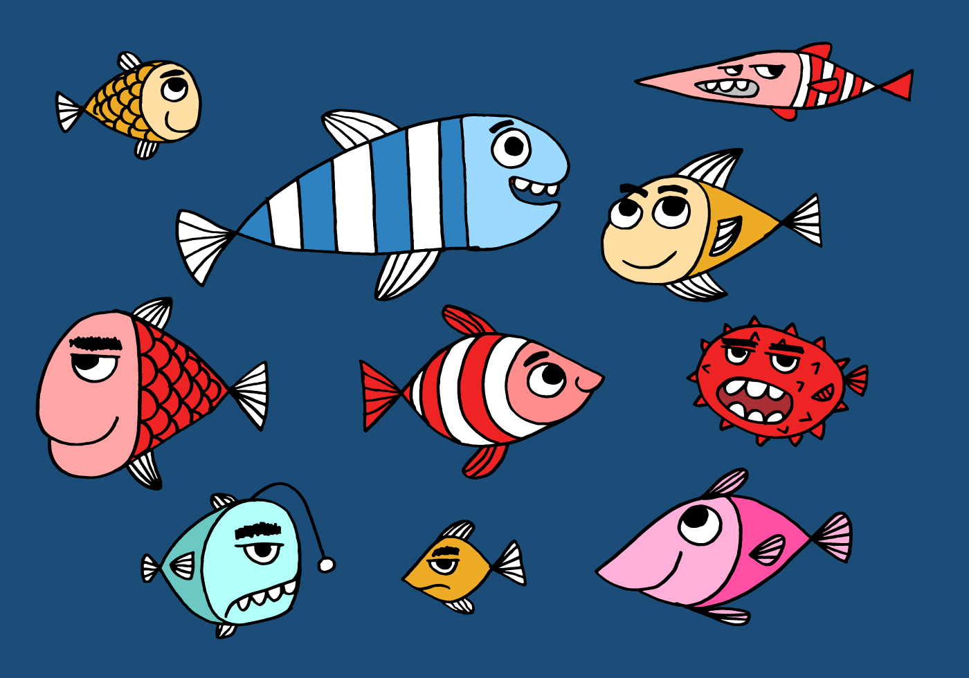 Download Cute fish illustration 208391 Vector Art at Vecteezy