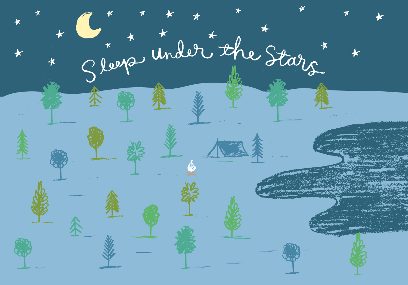 sleep under the stars camping illustration 208393 Vector Art at Vecteezy