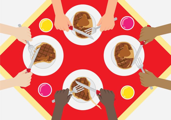 Dinner With Diverse Friends vector