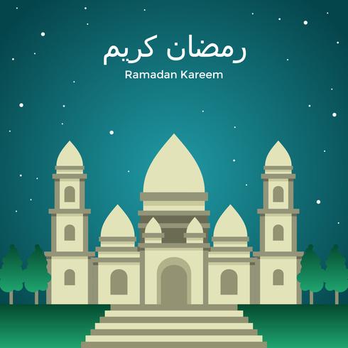 Ramadan Kareem Beige Mosque Vector