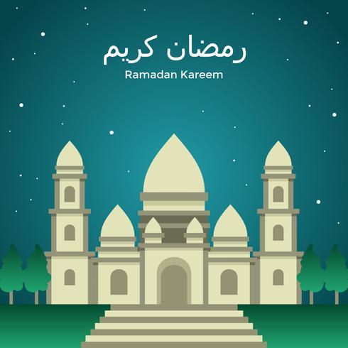 Ramadán Kareem Beige Mezque Vector