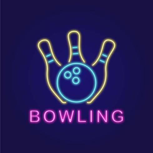 Bowling Neon Logotipo vector