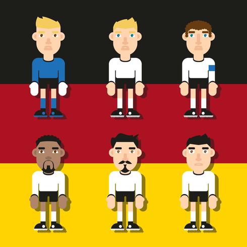 German Soccer Characters Flat Illustrations Vector