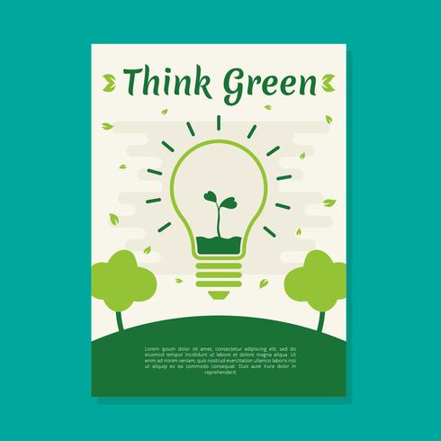 Think Green Poster Vector Template