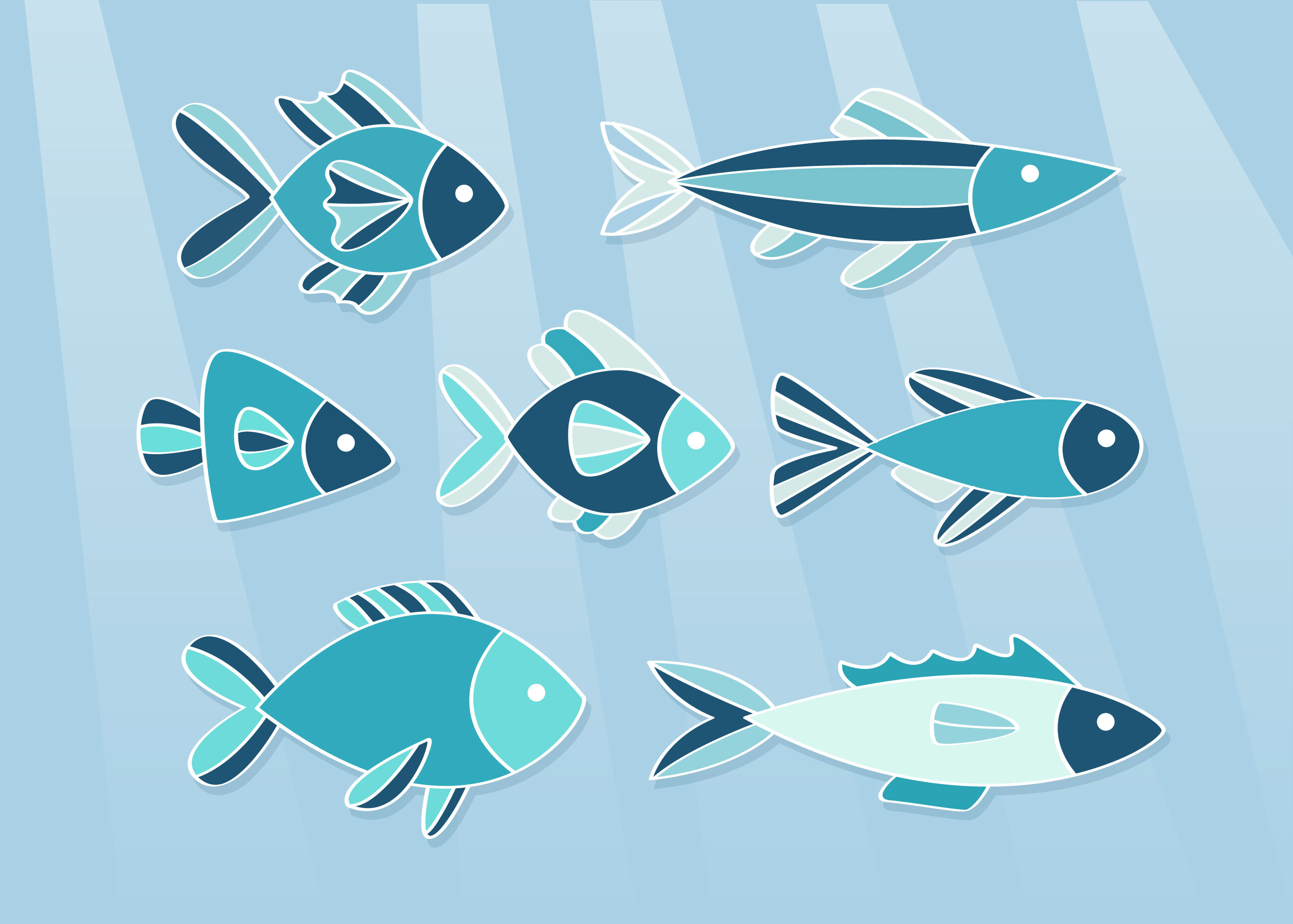 Download Hand Drawn School of Fish - Download Free Vectors, Clipart Graphics & Vector Art